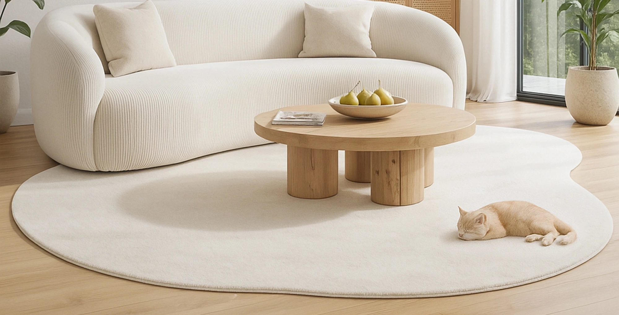 Bannière conseil : Le tapis de forme organique : une ligne naturelle qui fait sensation !