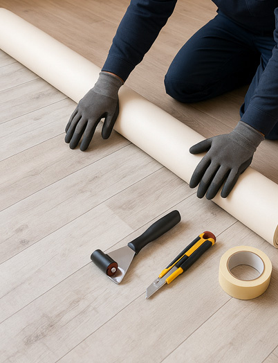 Outillage pour la pose de lino