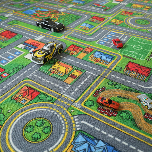 Moquette de jeu enfant circuit de voiture ville - chambre