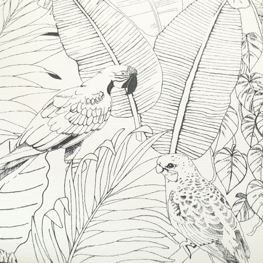 Papier peint vinyle sur intissé - Néo Jungle - Perroquets monochrome - vue de près