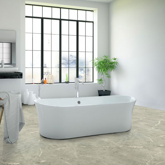 Sol Lino Tendance - Effet marbre gris - Salle de bain