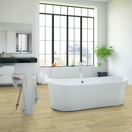 Sol Vinyle Textile Grande largeur - Aspect parquet chêne clair - Salle de bain