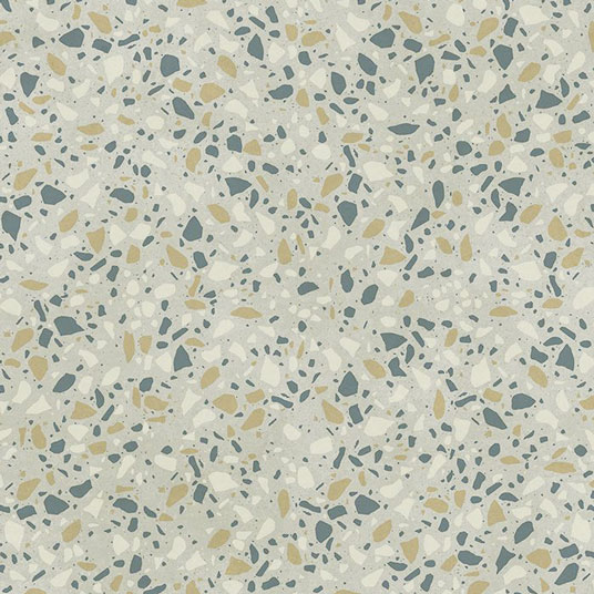 Sol Vinyle Textile Relief 3D - Terrazzo granito - Gris et jaune - Sans perspective