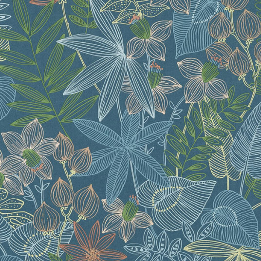 Papier peint vinyle sur intissé - Jungle - Paradise bleu navy - Sans perspective