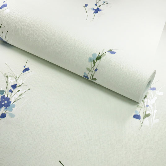Papier peint vinyle expansé sur intissé - Aquarelle - Fleurs bleues