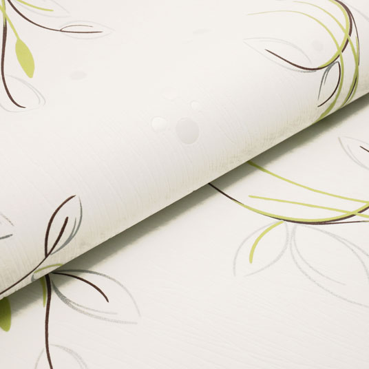 Papier peint vinyle expansé sur intissé - Basique - Motif floral vert pois satiné - Rouleau