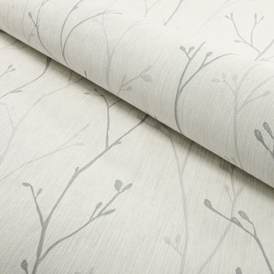 Papier peint vinyle sur intissé - Botanique - Feuillage gris - Rouleau