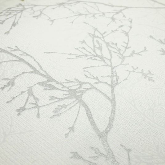 Papier peint vinyle sur intissé - Botanique - Branche argentée - zoom