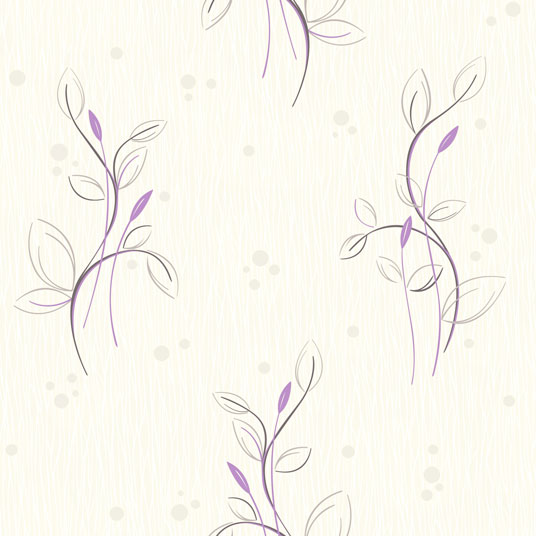 Papier peint vinyle expansé sur intissé - Basique - Motif floral violet pois satiné - Sans perspective