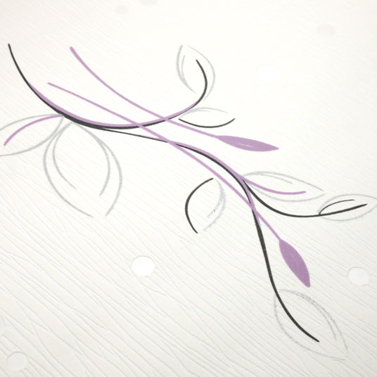 Papier peint vinyle expansé sur intissé - Basique - Motif floral violet pois satiné - zoom