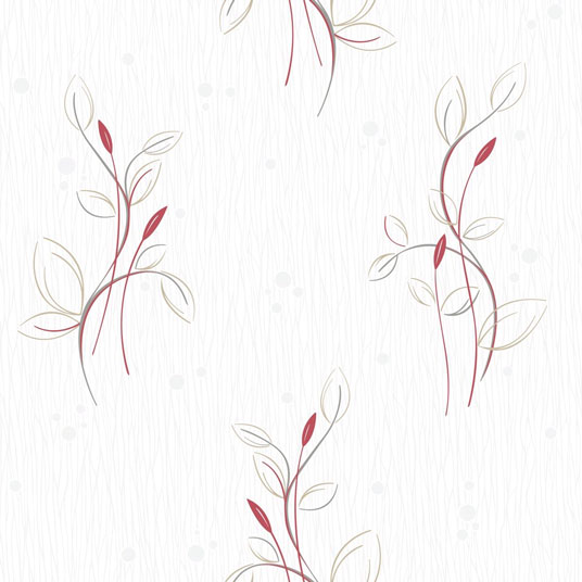 Papier peint vinyle expansé sur intissé - Basique - Motif floral rouge pois satiné - Sans perspective