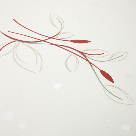Papier peint vinyle expansé sur intissé - Basique - Motif floral rouge pois satiné - zoom
