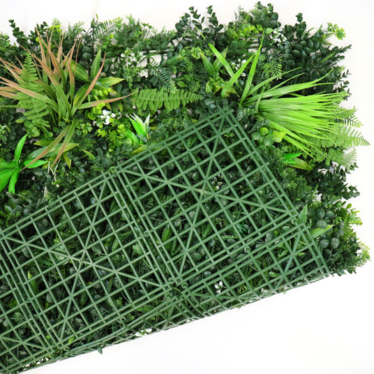 Mur végétal artificiel 1m x 1m - Forêt tropicale - Intérieur et extérieur - Mur et envers