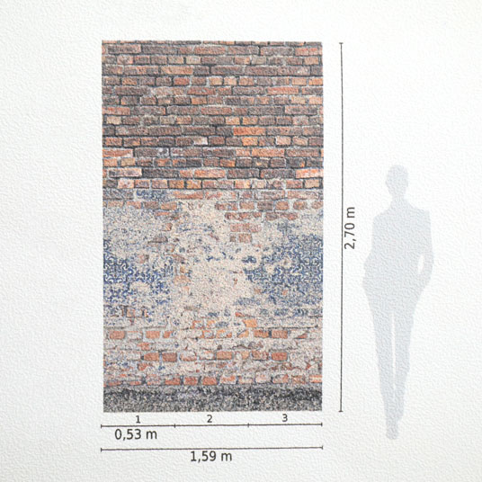 Papier peint panoramique - Format L - Trompe l'œil mur de briques - schéma