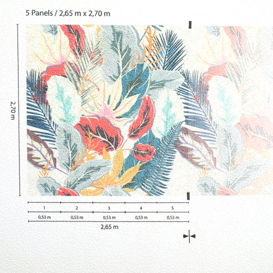 Papier peint panoramique - Format XL - Feuilles flamboyantes - schéma