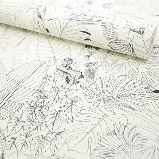 Papier peint vinyle sur intissé - Néo Jungle - Perroquets monochrome