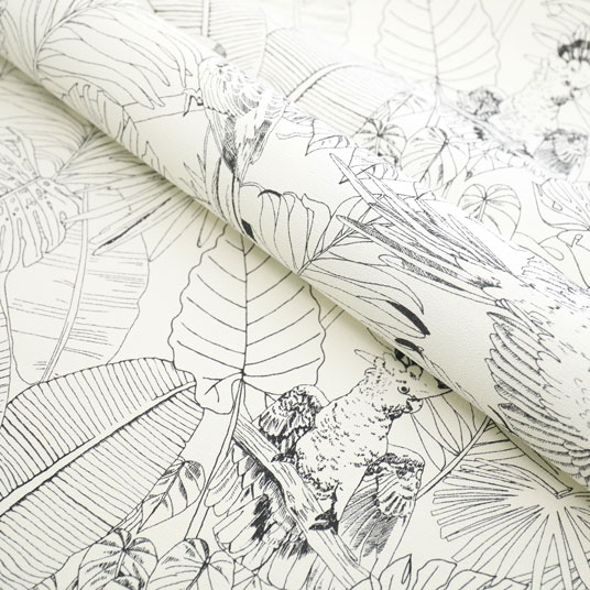 Papier peint vinyle sur intissé - Néo Jungle - Perroquets monochrome - rouleau