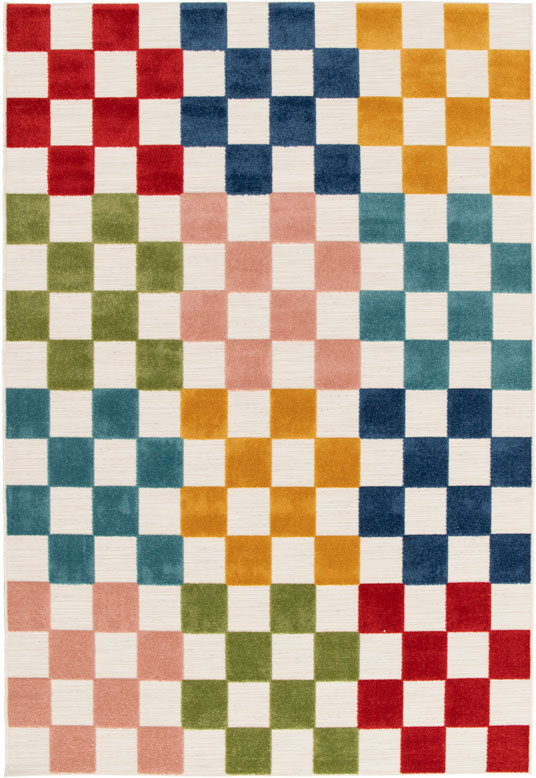 Tapis extérieur et intérieur motif damier - Petit Marius - Multicolore