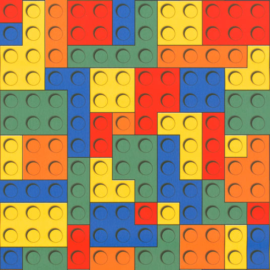 Sol Vinyle Style - Motif Puzzle jeu de briques multicolore