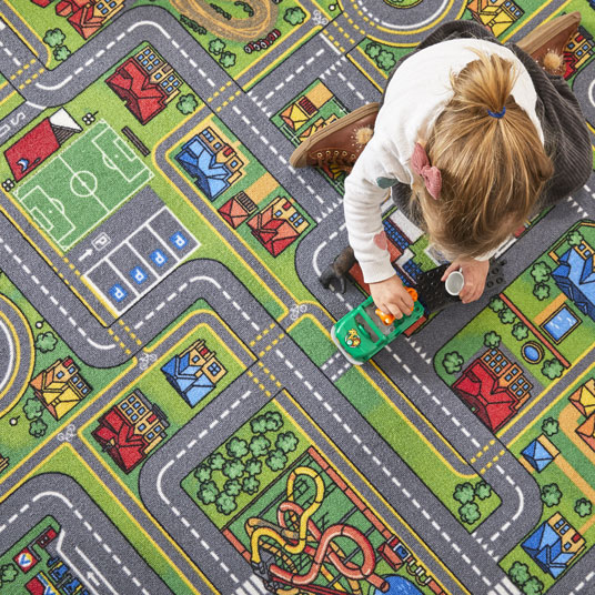 Moquette de jeu enfant circuit de voiture ville - chambre enfant