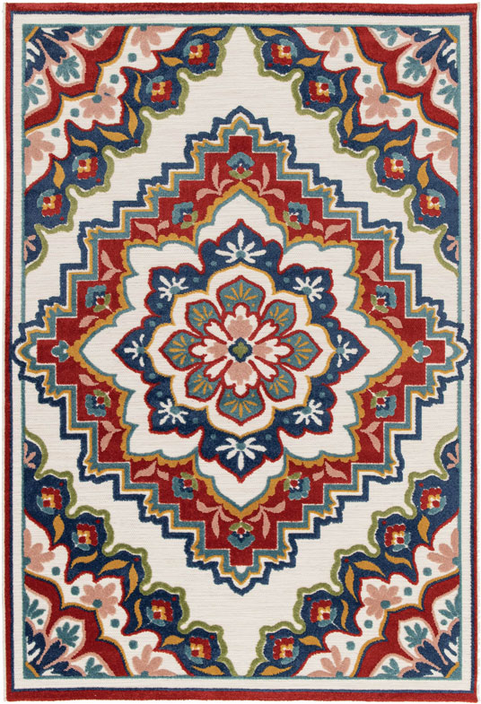 Tapis de salon ou d'extrieur ethnique - Rosace - Multicolore
