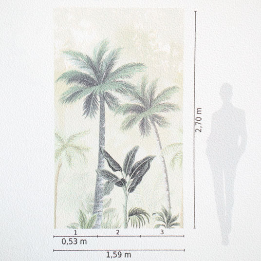 Papier peint panoramique - Format L - Palmeraie tropicale - schema