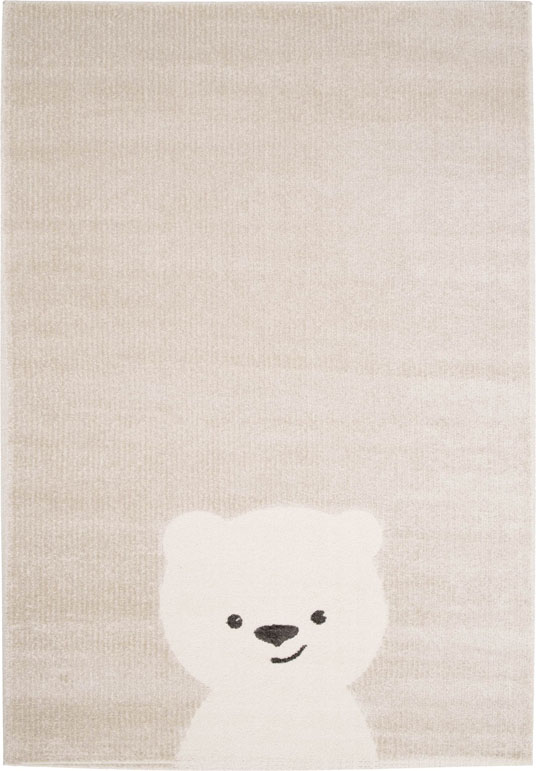 Tapis moderne en coton beige avec motif ourson pour chambre d'enfant