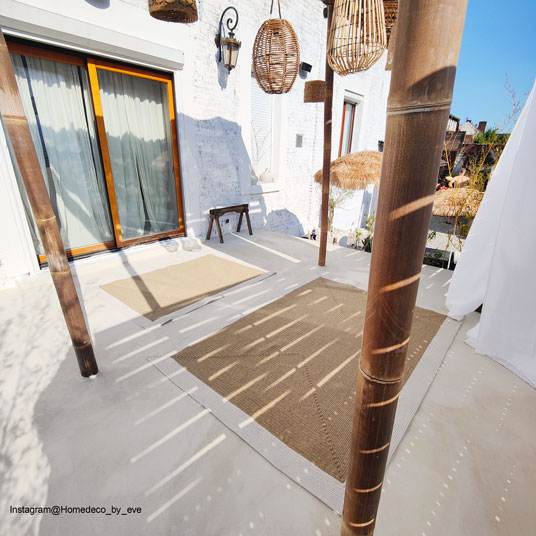 Tapis imitation fibres naturelles intérieur et extérieur Provence aspect jute - terrasse extérieure