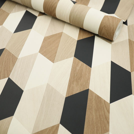 Papier peint vinyle sur intissé - Design wood - Parement bois hexagonal