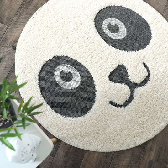 Tapis rond chambre d'enfants - Bébé Panda - Facile d'entretien - Vue de haut