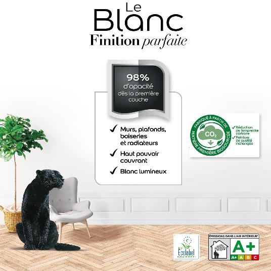 Dulux Valentine Le Blanc Finition Parfaite - Résultat excellent - Satin Blanc - étiquette
