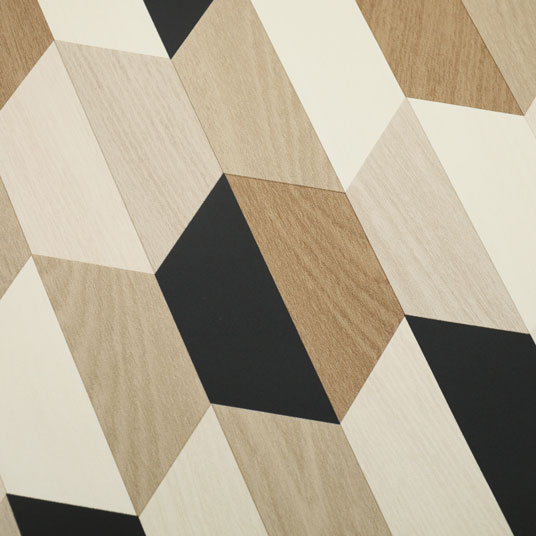 Papier peint vinyle sur intissé - Design wood - Parement bois hexagonal - gros plan