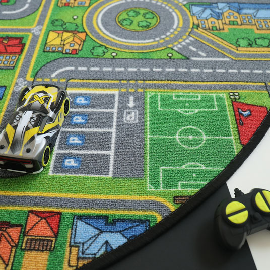 Tapis rond de jeu enfant circuit de voiture ville - 