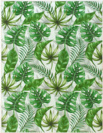 Tapis toucher soft - Imprimé feuilles exotique - Vert et écru