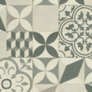 Chute de Sol Vinyle Textile Rénove - Imitation Carreaux de ciment floral et 3D - Beige et gris