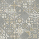 Sol Vinyle Textile - Relief 3D - Carreaux de ciment floral - Gris et beige