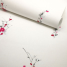 Papier peint vinyle expansé sur intissé - Aquarelle - Fleurs rouges
