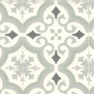 Sol Vinyle Textile économique - Effet carreaux de ciment arabesques - Vert et gris