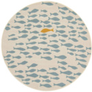 Tapis rond chambre d'enfant - Petits poissons - Beige et bleu clair