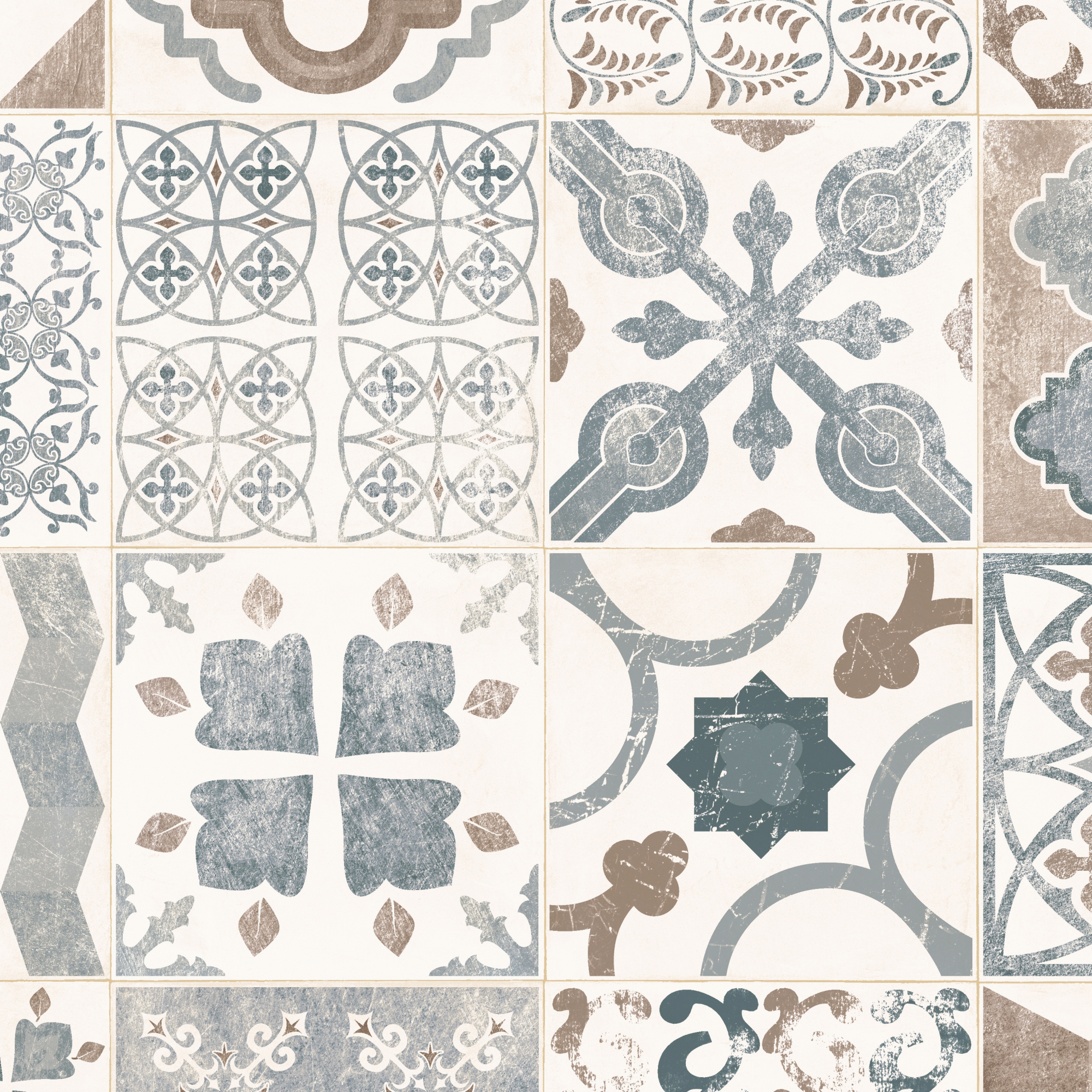 Tapis sur mesure Vinyle - Carreaux de ciment - Naturel