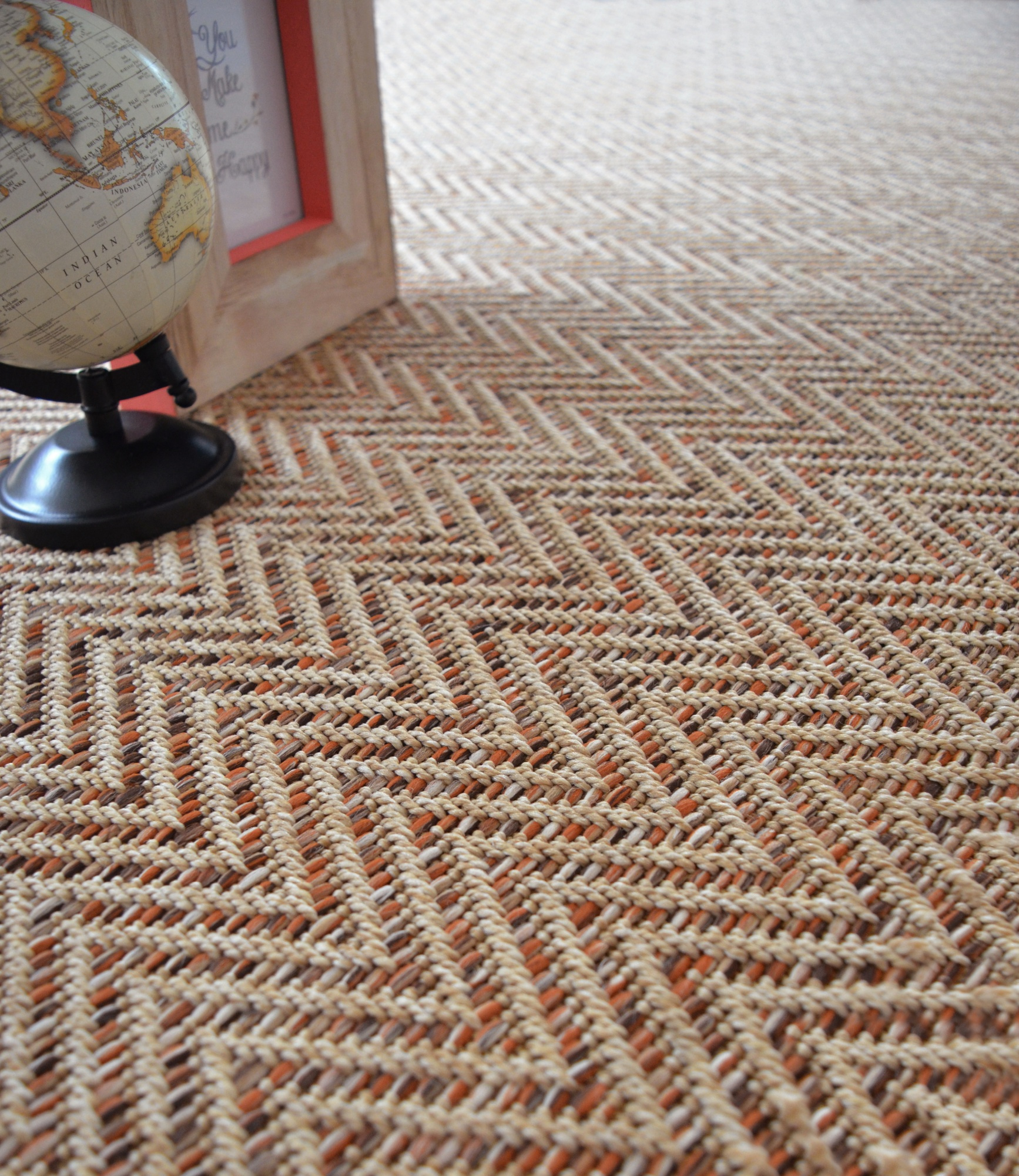 Tapis sur mesure Tissé plat Java Chevron nature