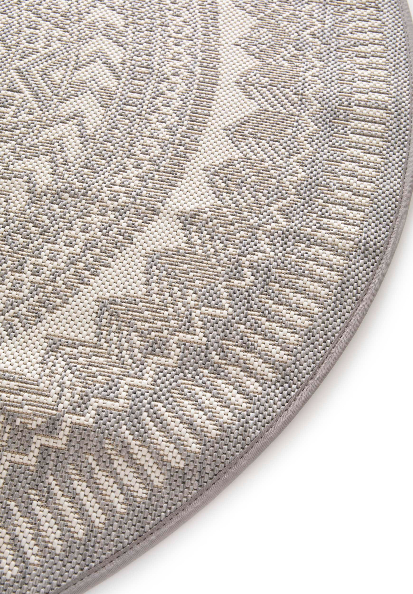 Tapis rond d'intérieur ou d'extérieur - Mandala - Gris - tranche