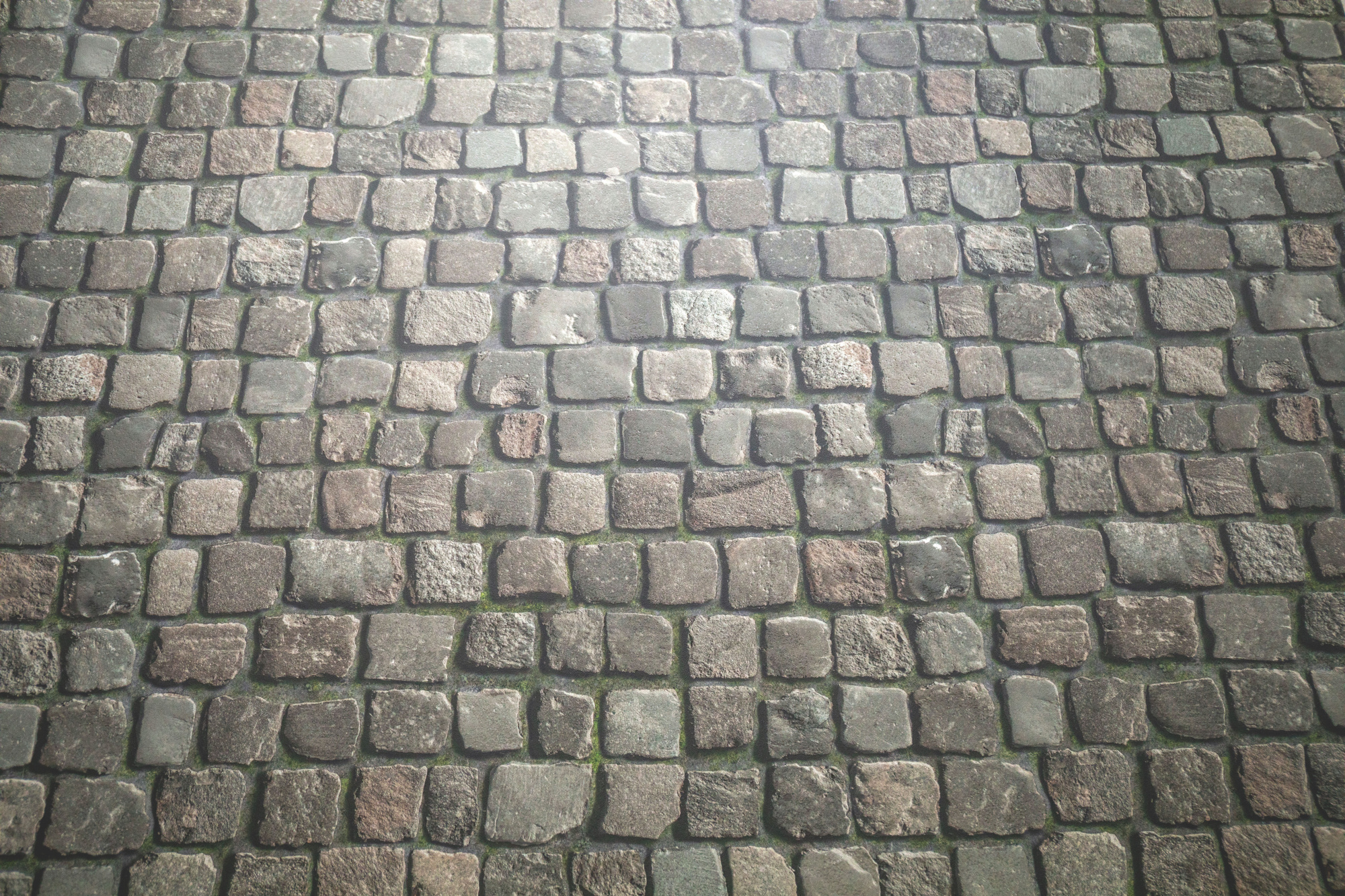 Revêtement Sol Vinyle Textile - Relief 3D - Imprimé pavés anciens de ville avec texture surfacée et effet relief