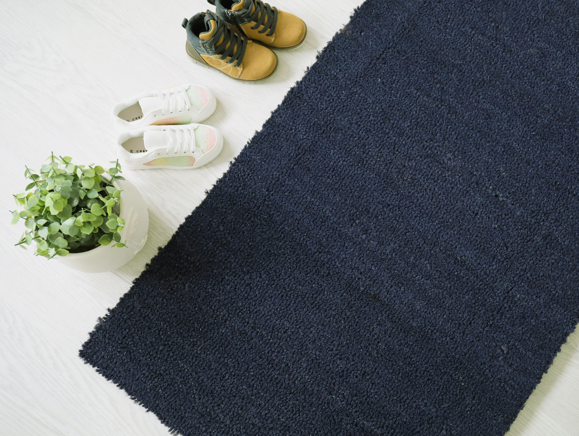 Tapis sur mesure Paillasson Brosse Coco 23mm - Bleu - vue du dessus