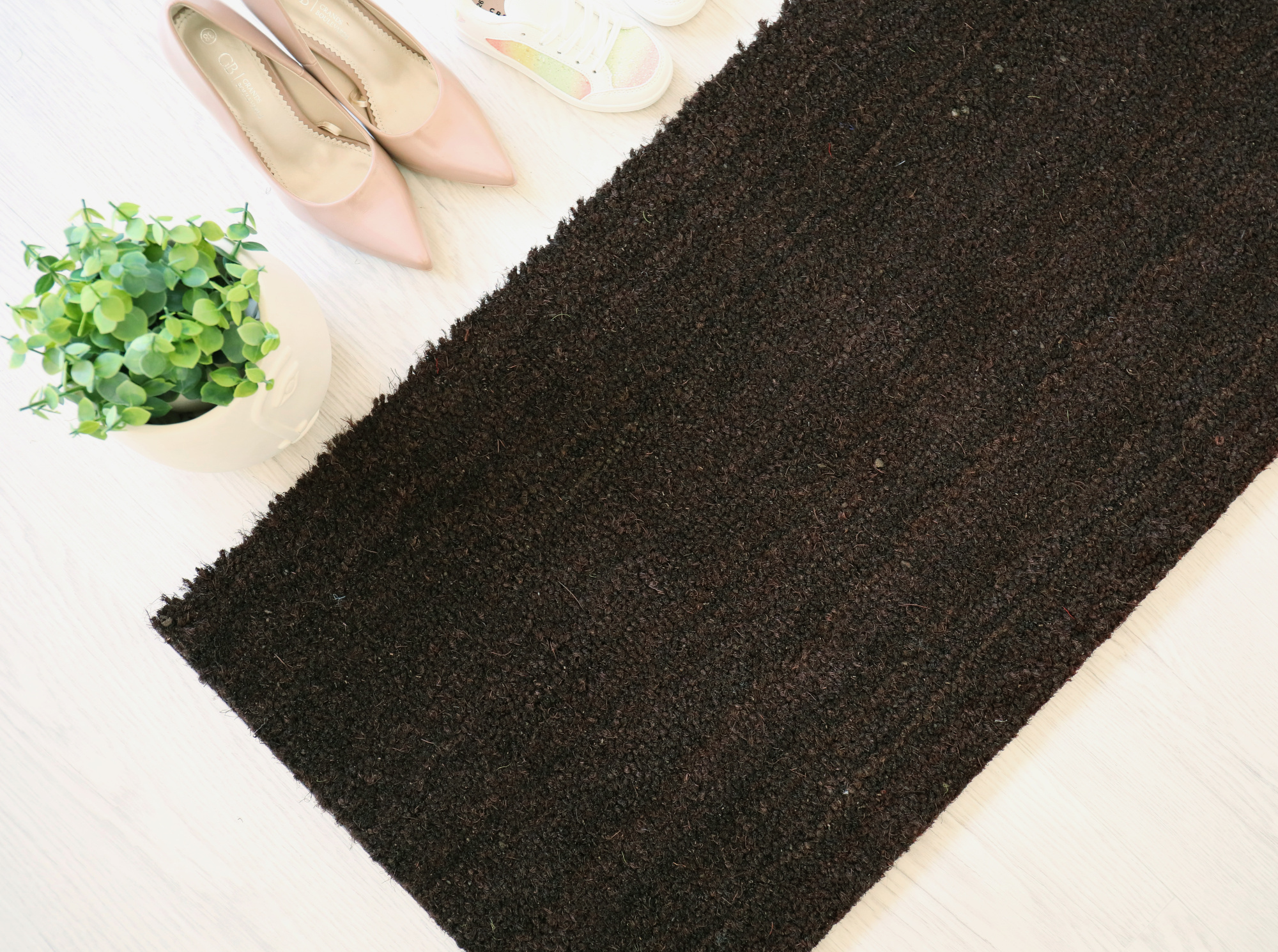 Tapis sur mesure Paillasson Brosse Coco 23mm - Brun - vue du dessus