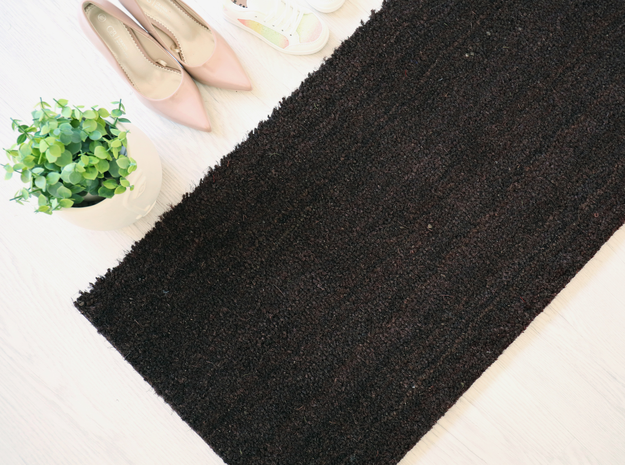 Tapis sur mesure Paillasson Brosse Coco 17mm - Brun - Vue de haut