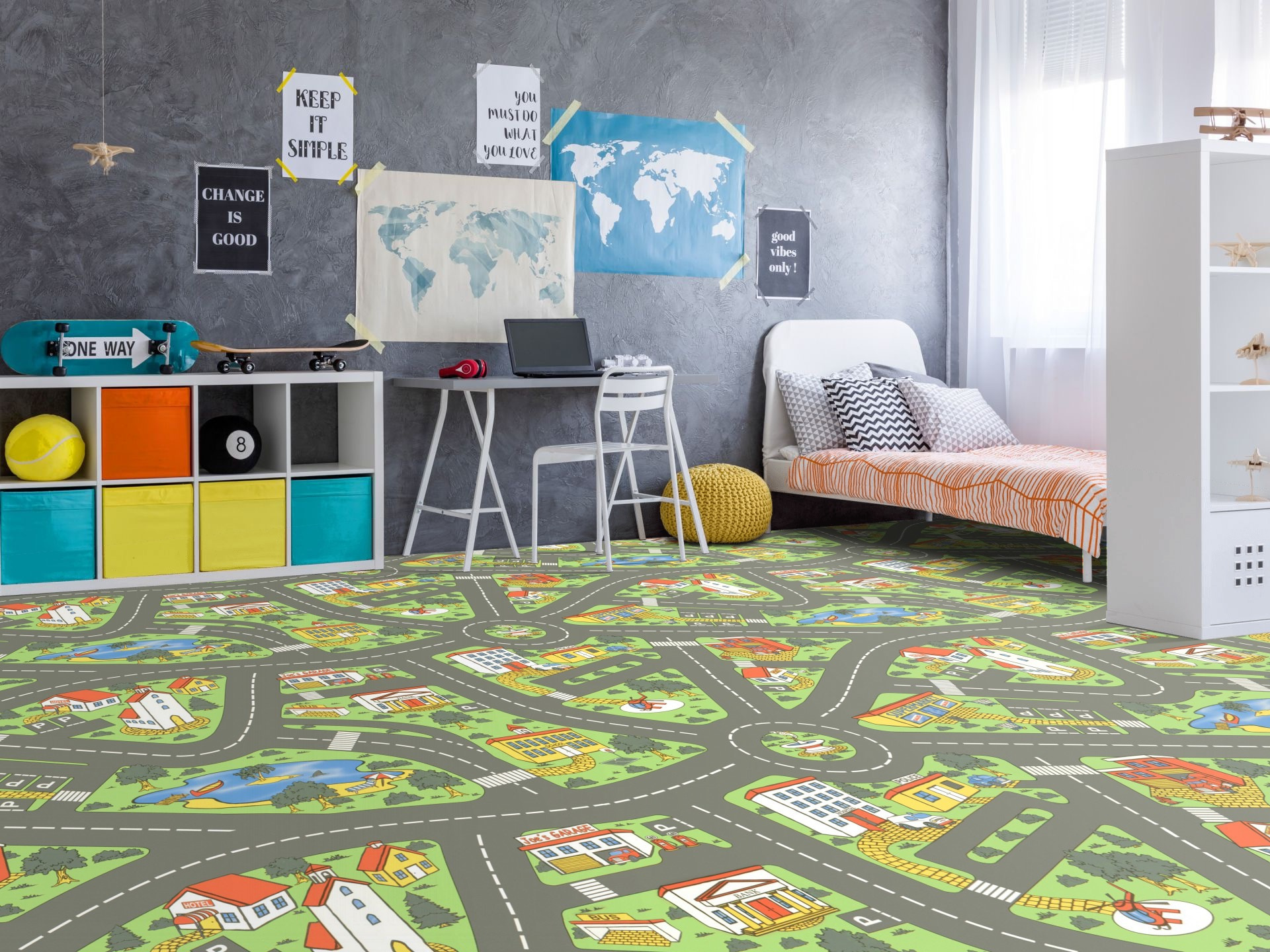 Tapis sur mesure Vinyle pour les enfants - Circuit de voiture City - Ambiance