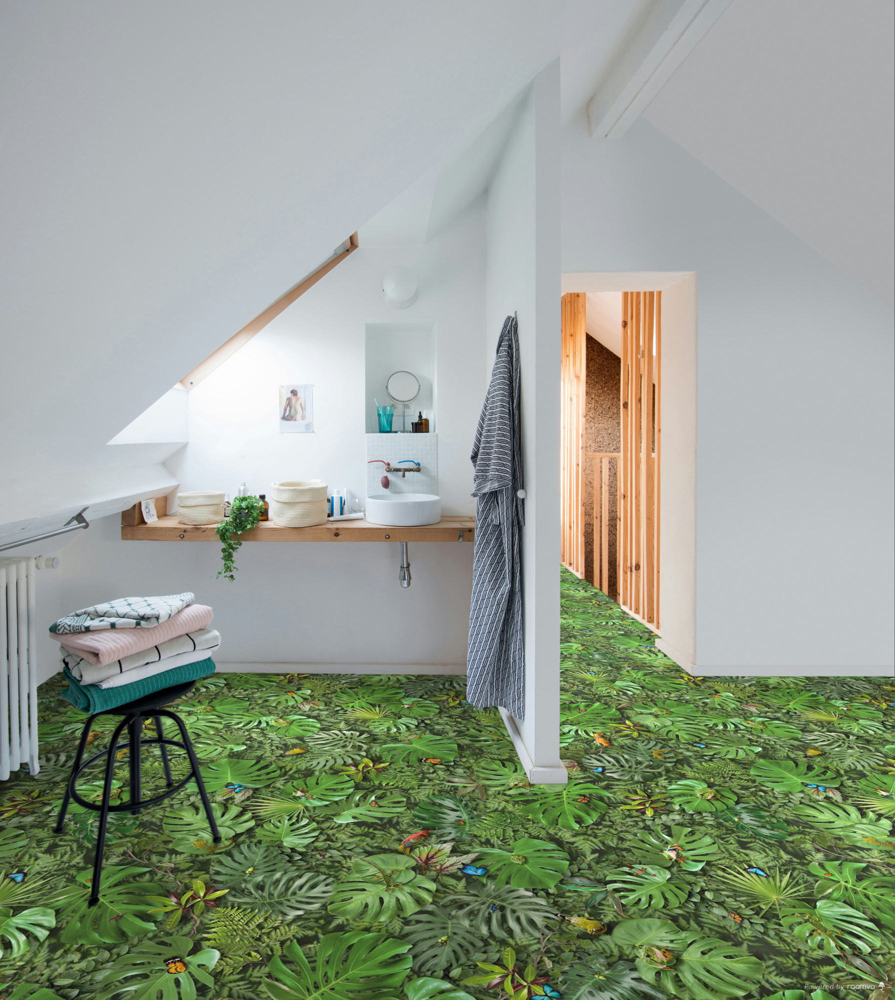 Tapis sur mesure Vinyle Textile - Relief 3D - Imprimé Faune et flore tropicale - Ambiance