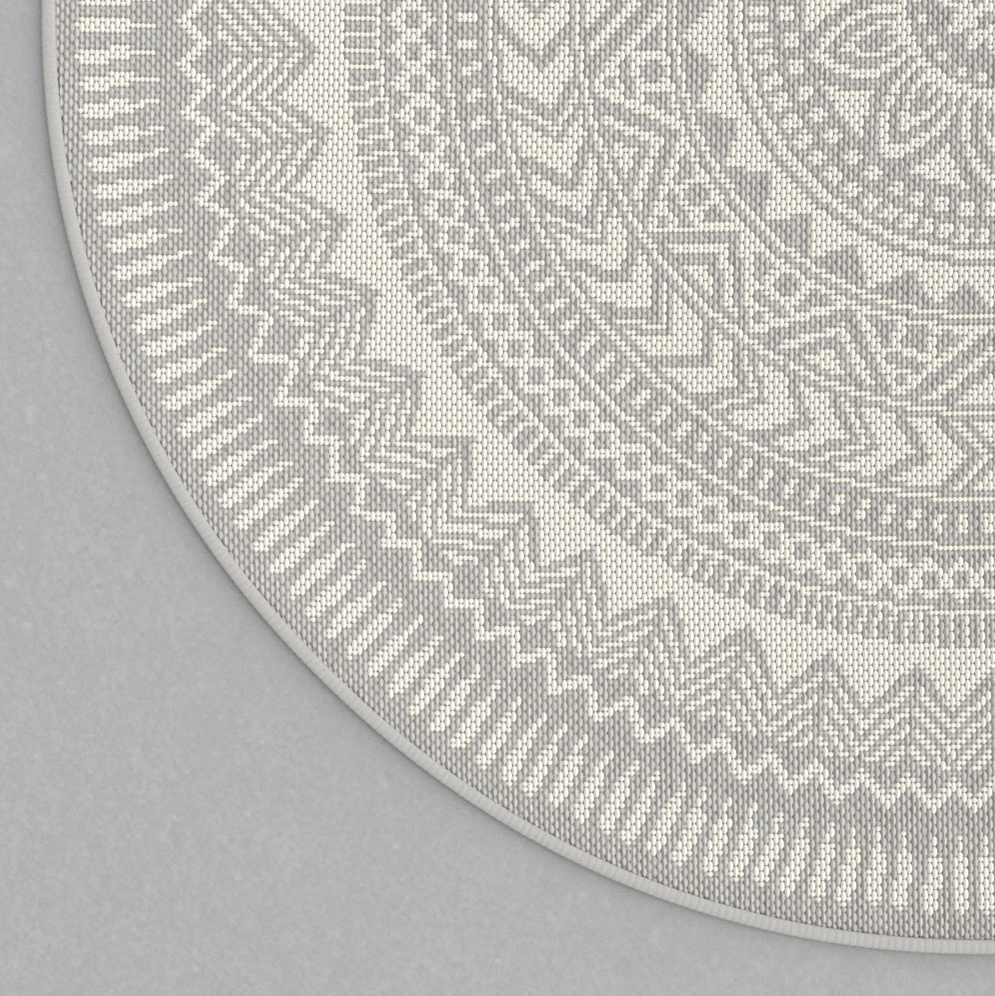 Tapis rond d'intérieur ou d'extérieur - Mandala - Gris - vue de haut