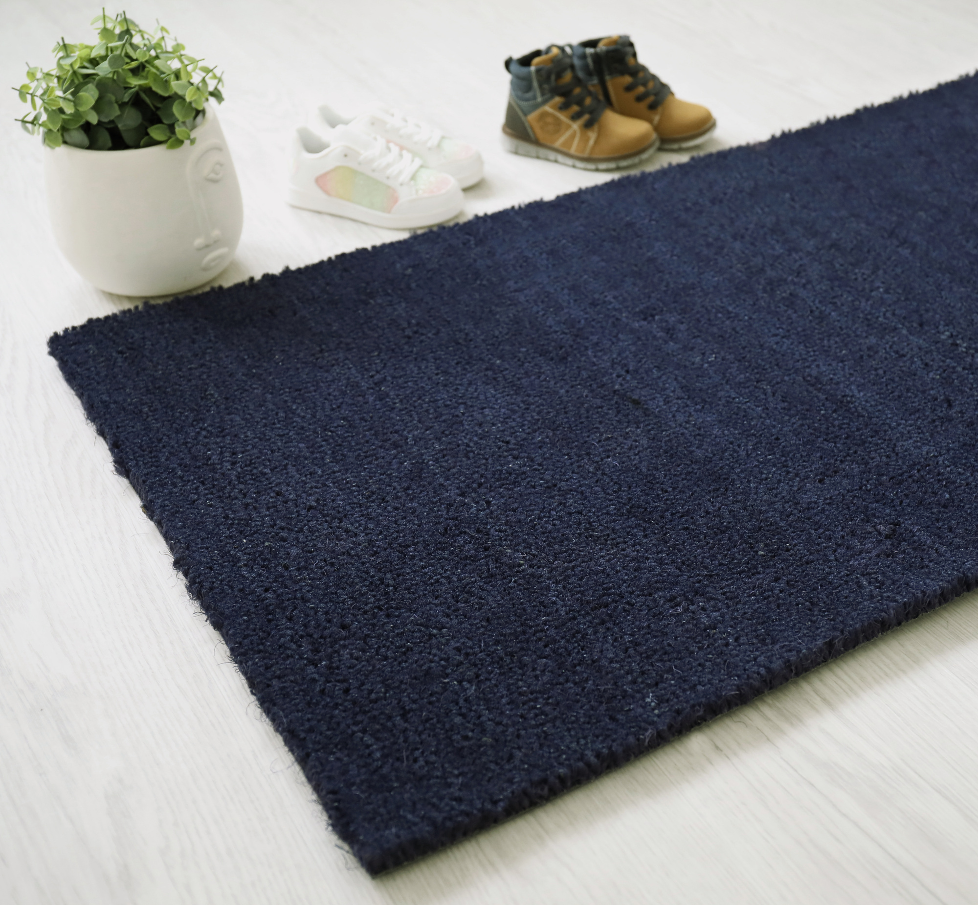 Tapis sur mesure Paillasson Brosse Coco 17mm - Bleu - Vue de loin